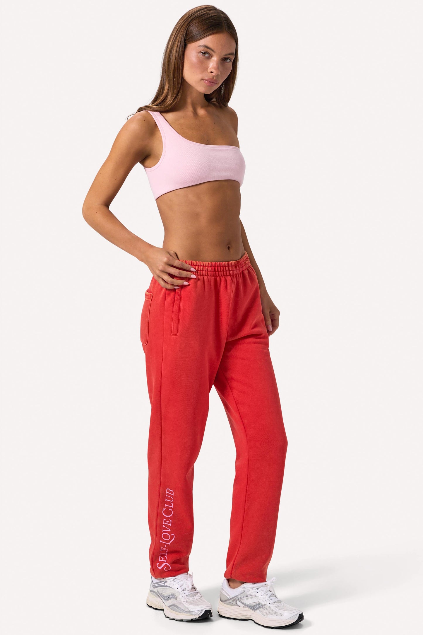 Brushed Jersey Oversized Joggers in Red