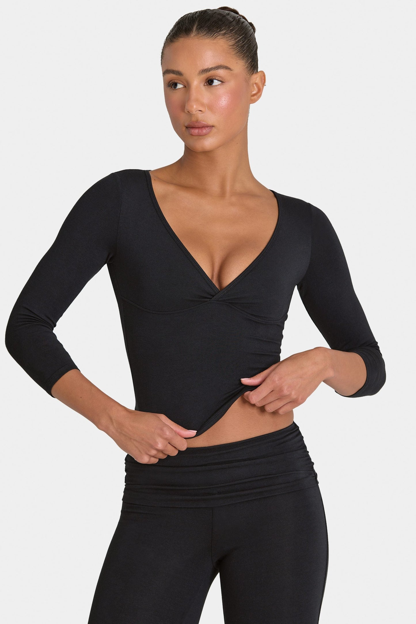 ButterCloud™ 3/4 Sleeve Top in Black