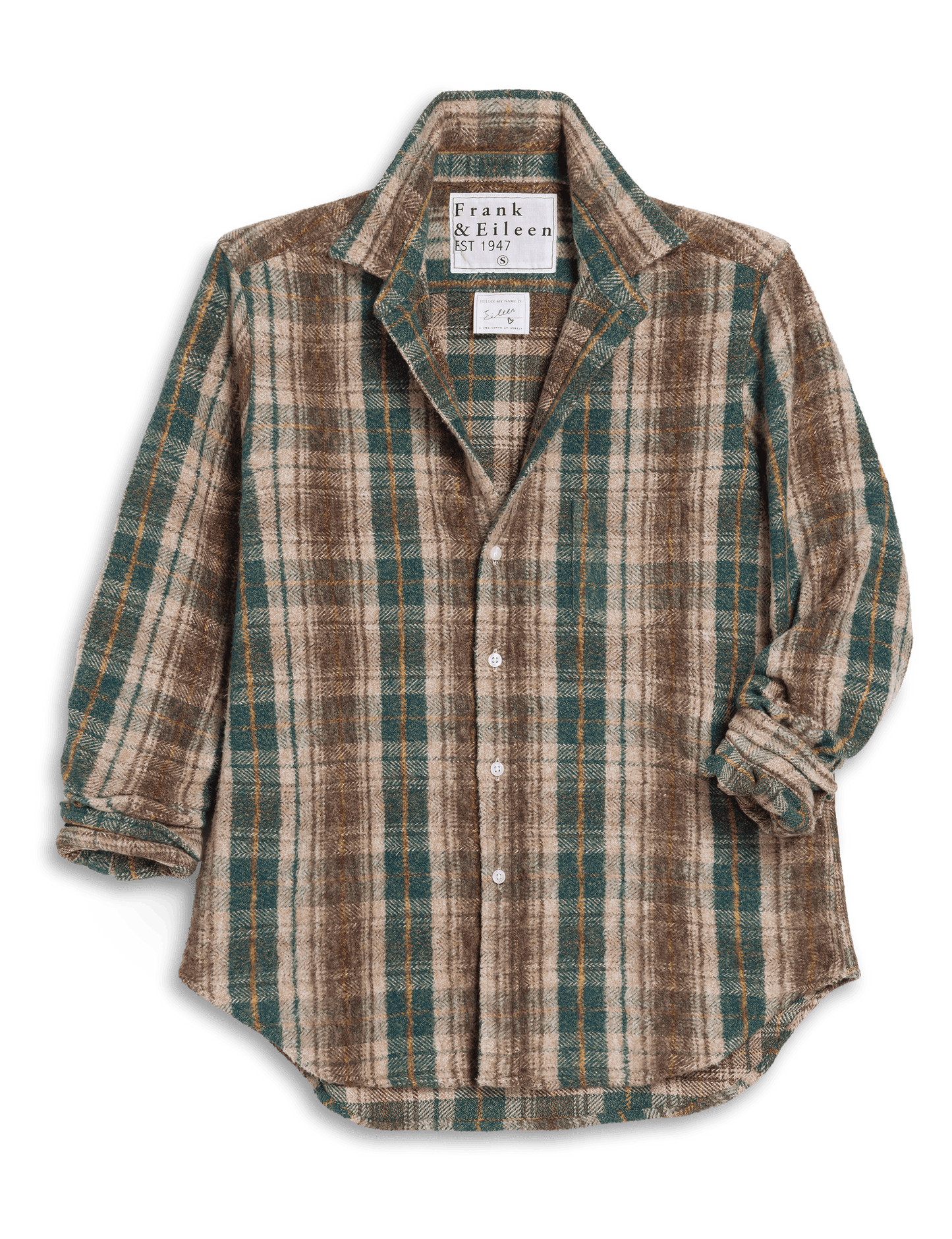 EILEEN Brown and Green with Sand Plaid, Italian Flannel