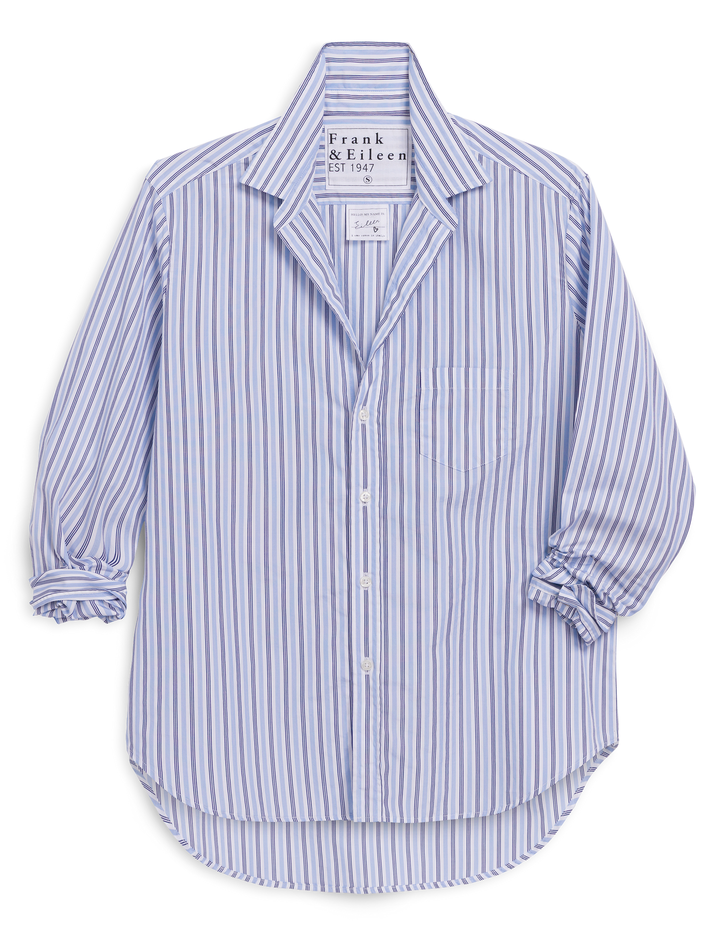 EILEEN Blue and Navy Multi Stripe, Italian Cotton