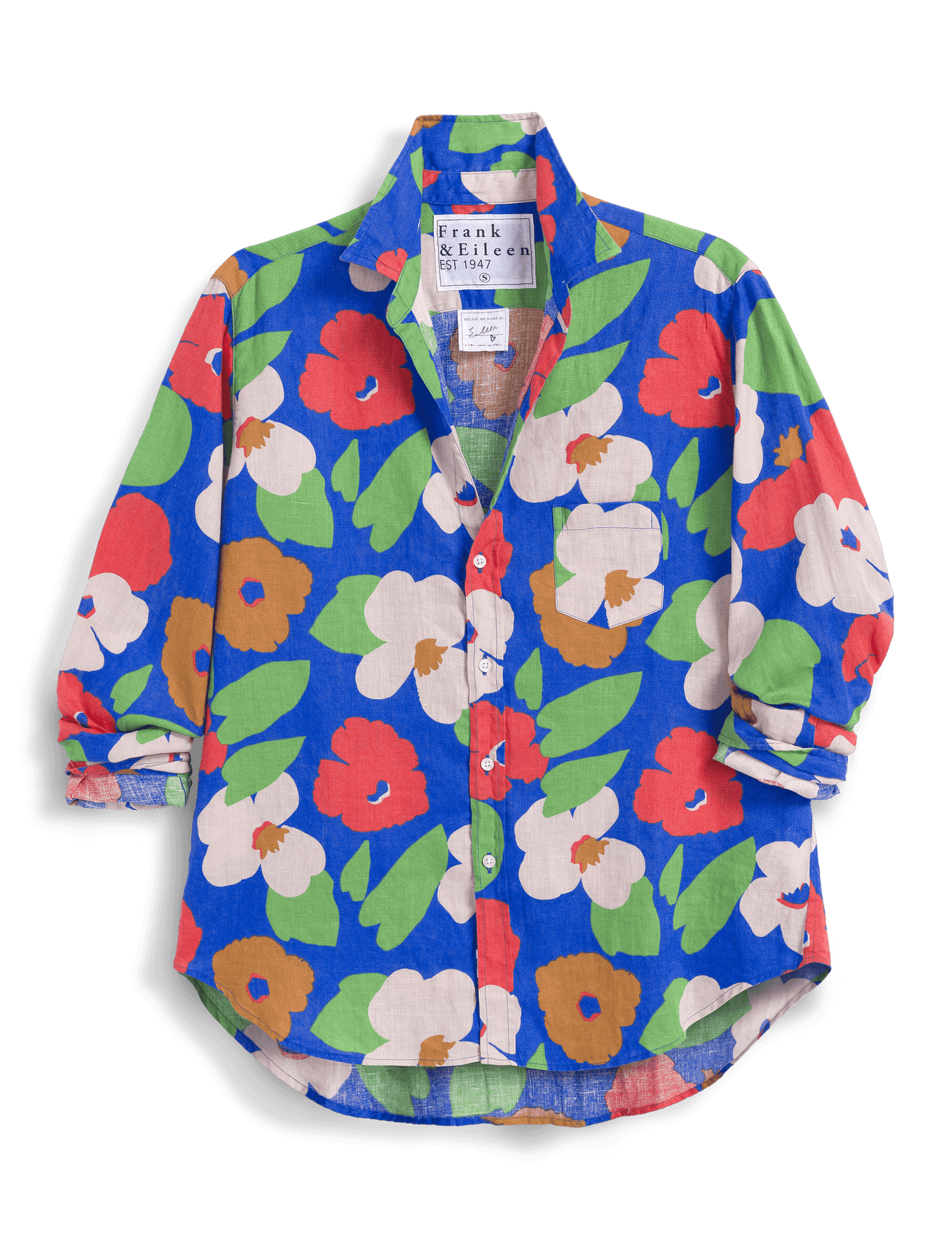 EILEEN Bright Blue Floral, Italian Classic Linen