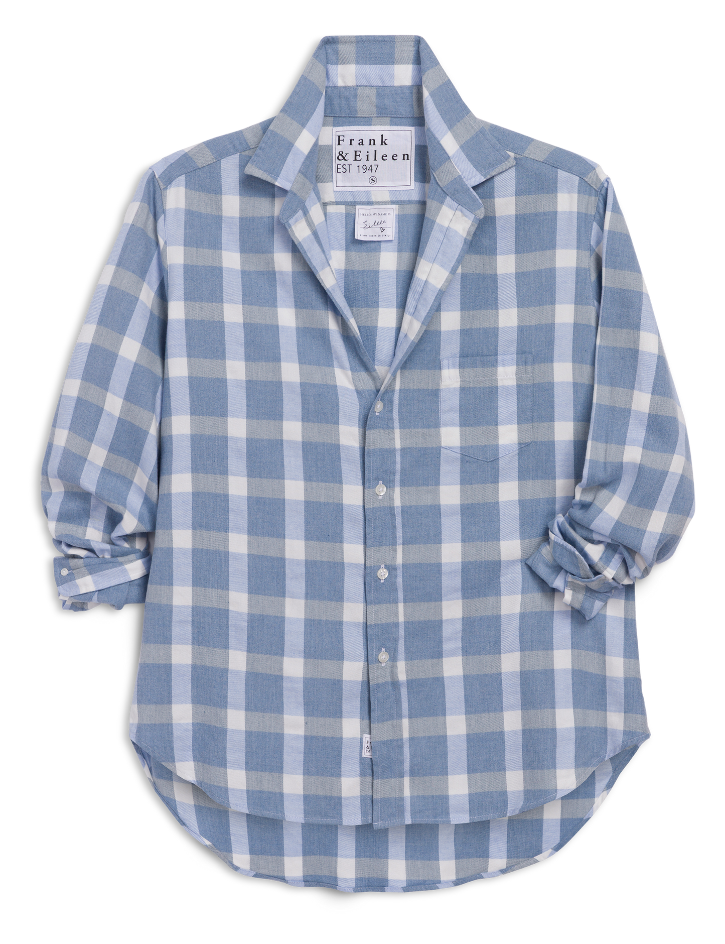 EILEEN Large Blue and White Check, Italian Cashmere Touch