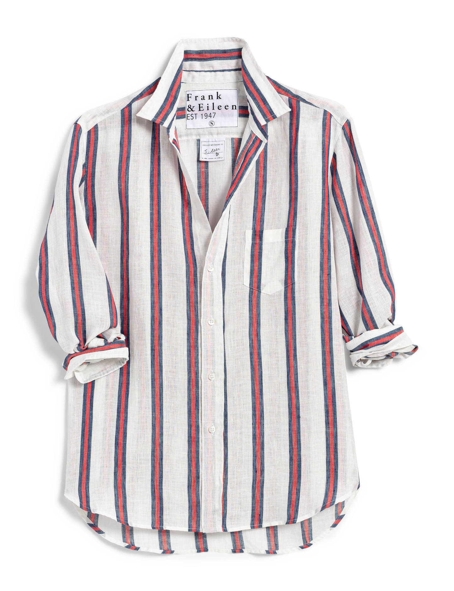 EILEEN Red and Navy Stripes, Italian Classic Linen
