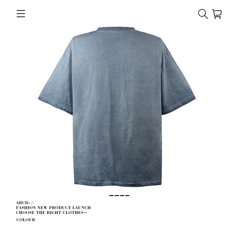 American vintage street T-shirt pure cotton men's and women's summer loose