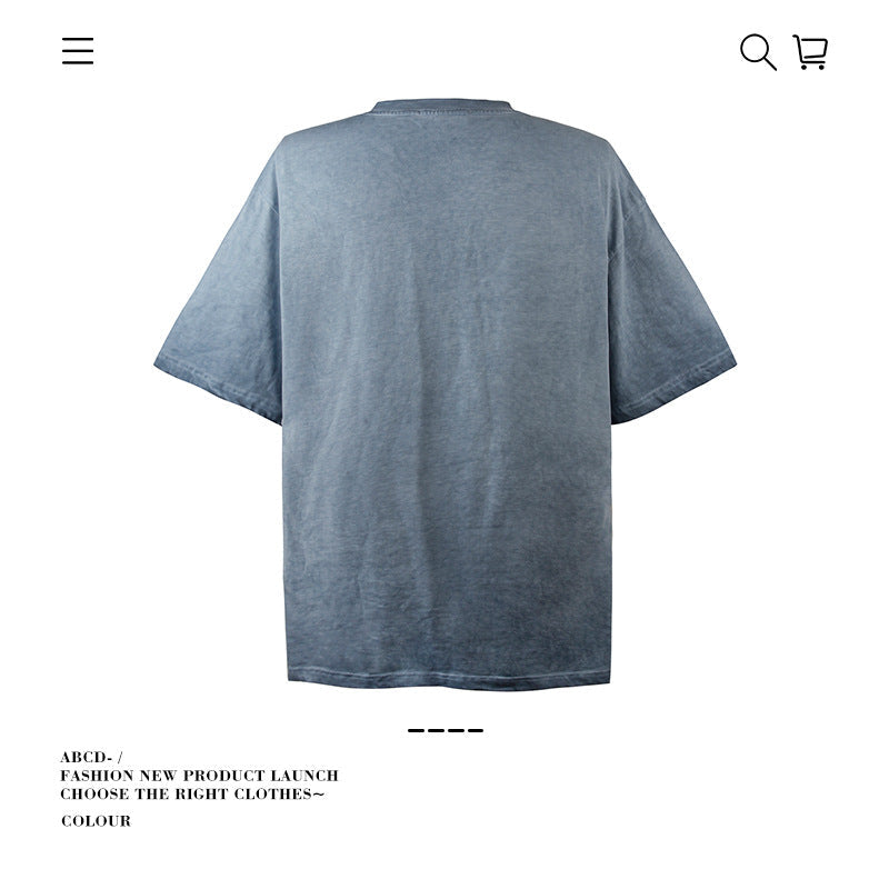 American vintage street T-shirt cotton vintage character print men and women summer loose