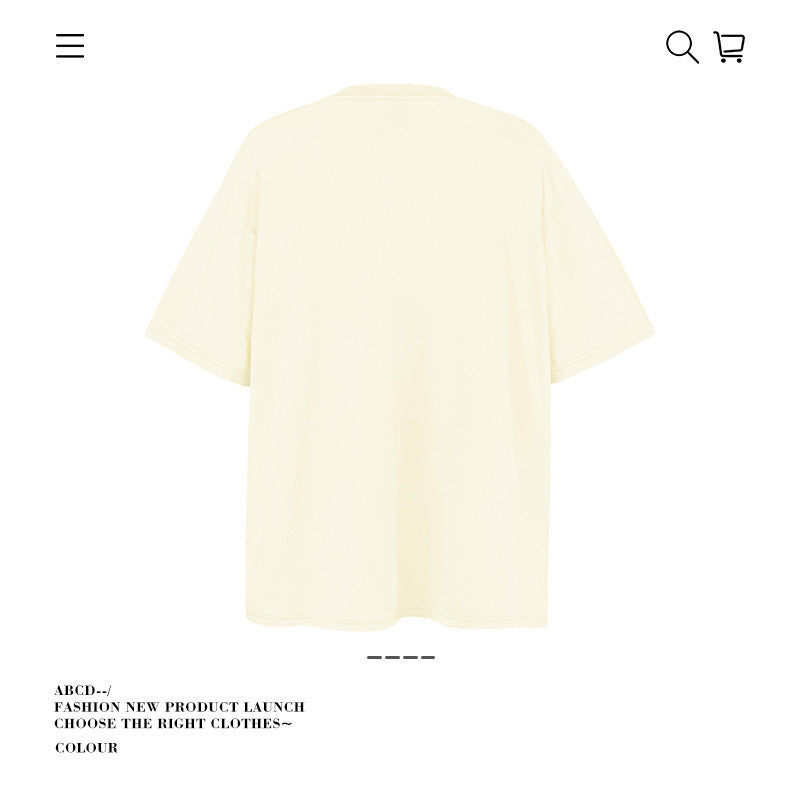 American vintage street T-shirt retro men's summer loose half-sleeved shirt