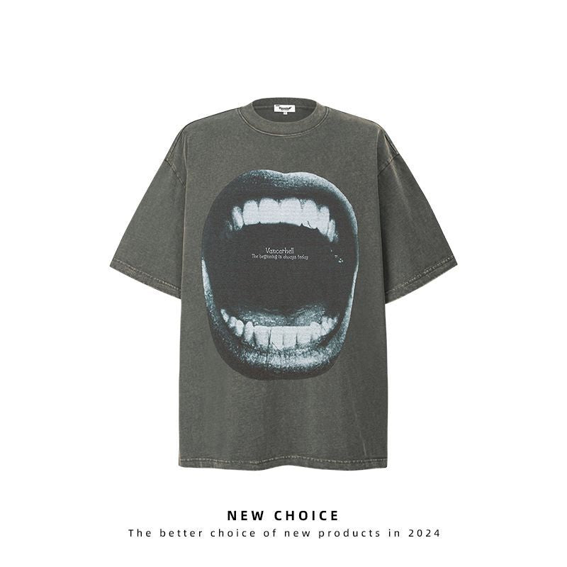 American vintage street T-shirt retro men loose summer