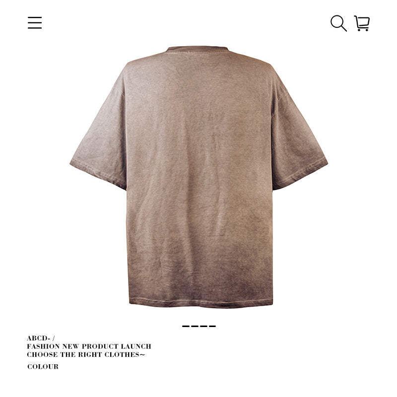 American vintage street T-shirt pure cotton retro men's and women's summer loose