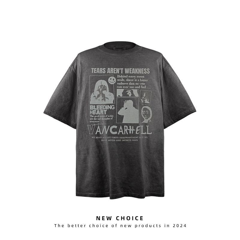 American vintage street T-shirt retro men's loose top