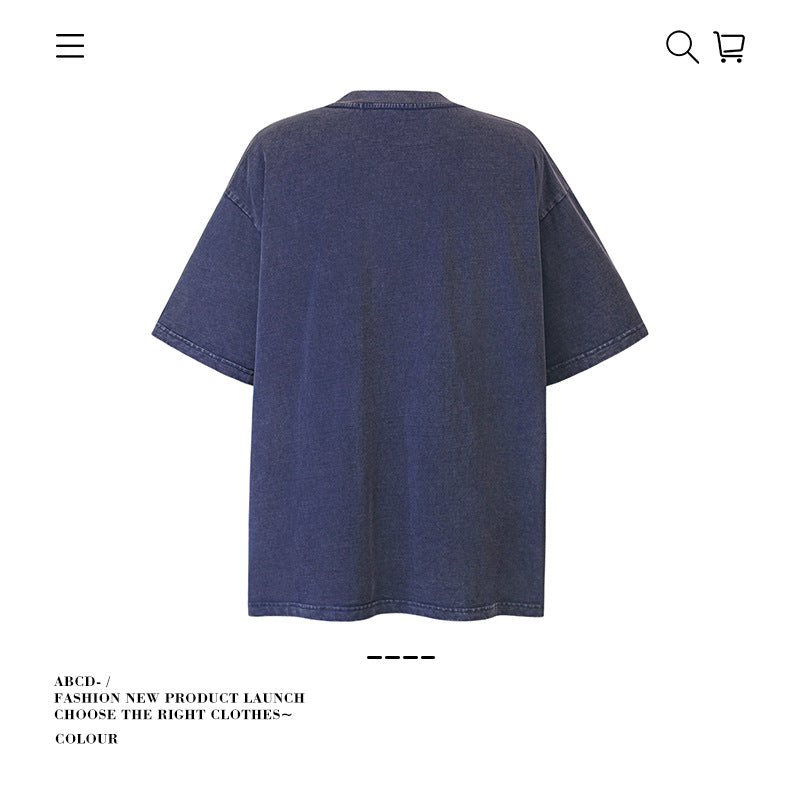 American vintage street T-shirt pure cotton men's and women's summer loose