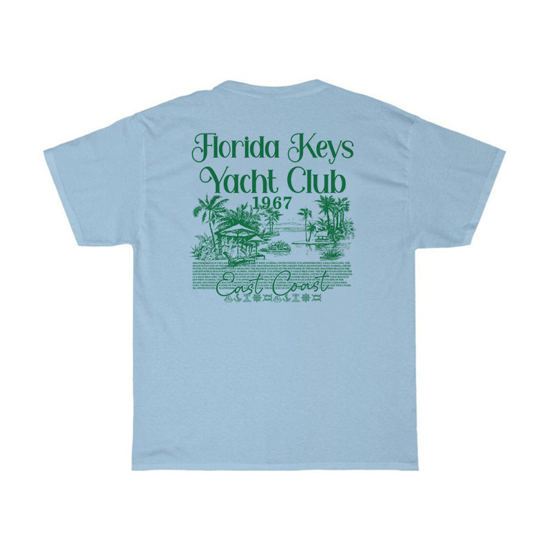 6903 Women Florida Yacht Club Back Print T Shirt Summer