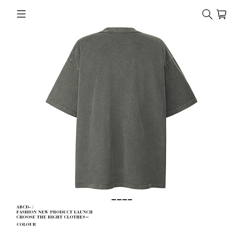 American vintage street T-shirt pure cotton retro men's and women's summer loose