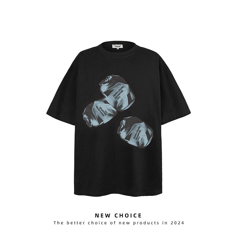 American vintage street T-shirt retro men's loose casual top