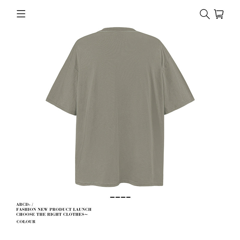 American vintage street T-shirt pure cotton men's and women's summer loose