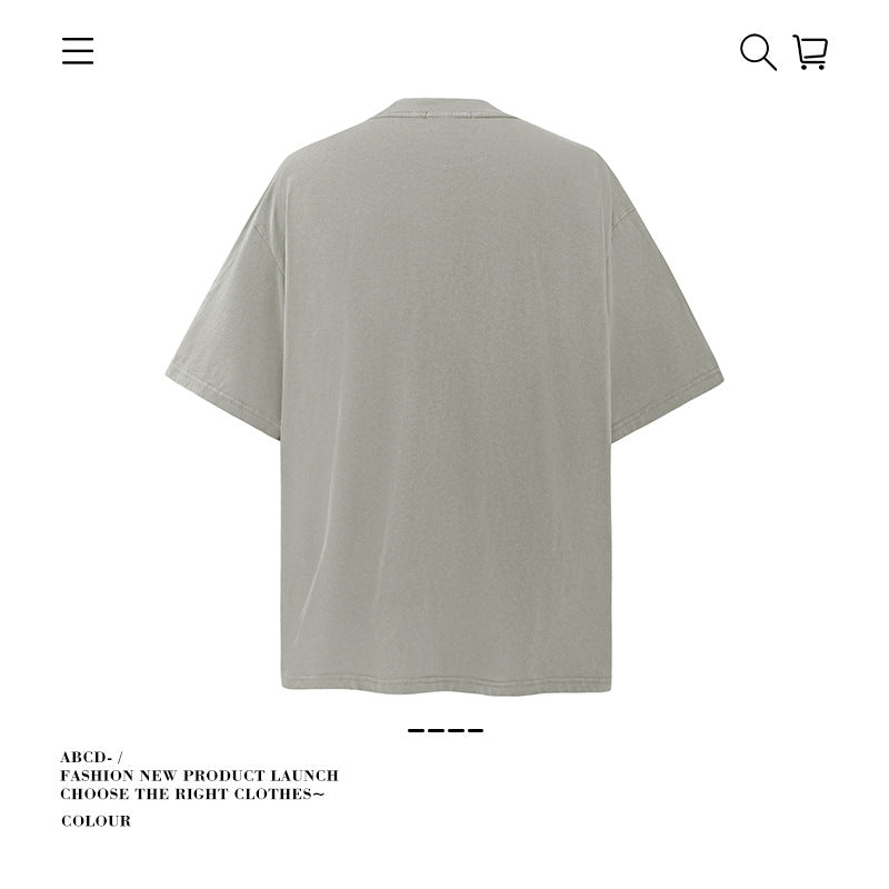 American vintage street T-shirt pure cotton retro men's and women's summer loose half sleeves