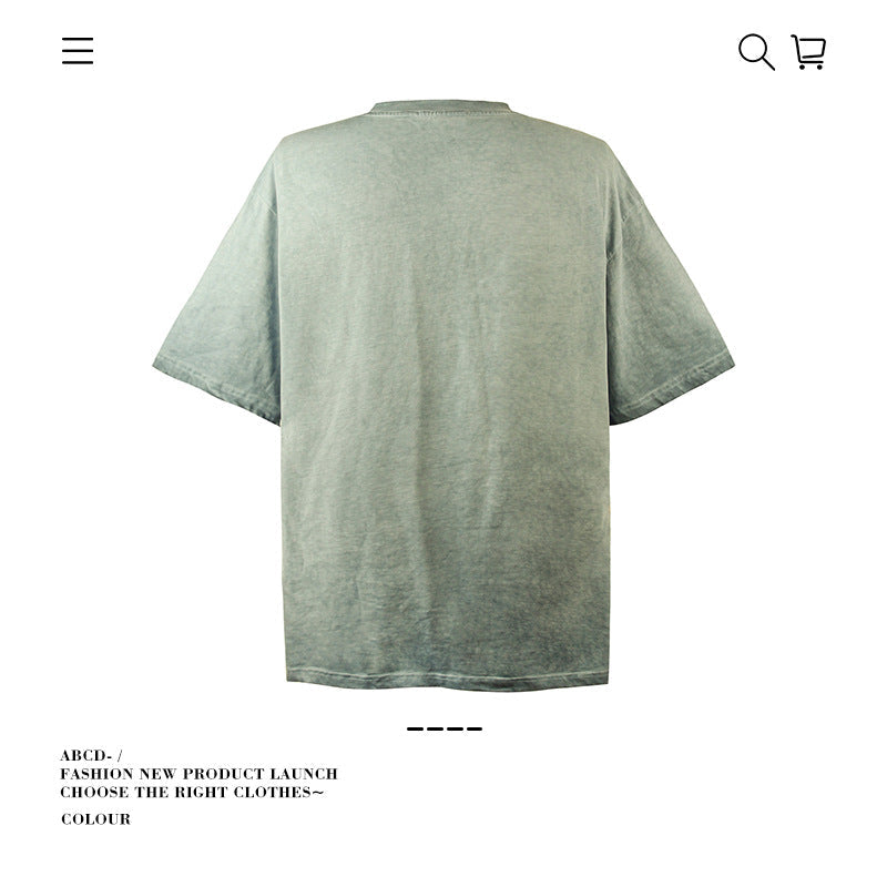 American vintage street T-shirt pure cotton retro men's and women's summer loose