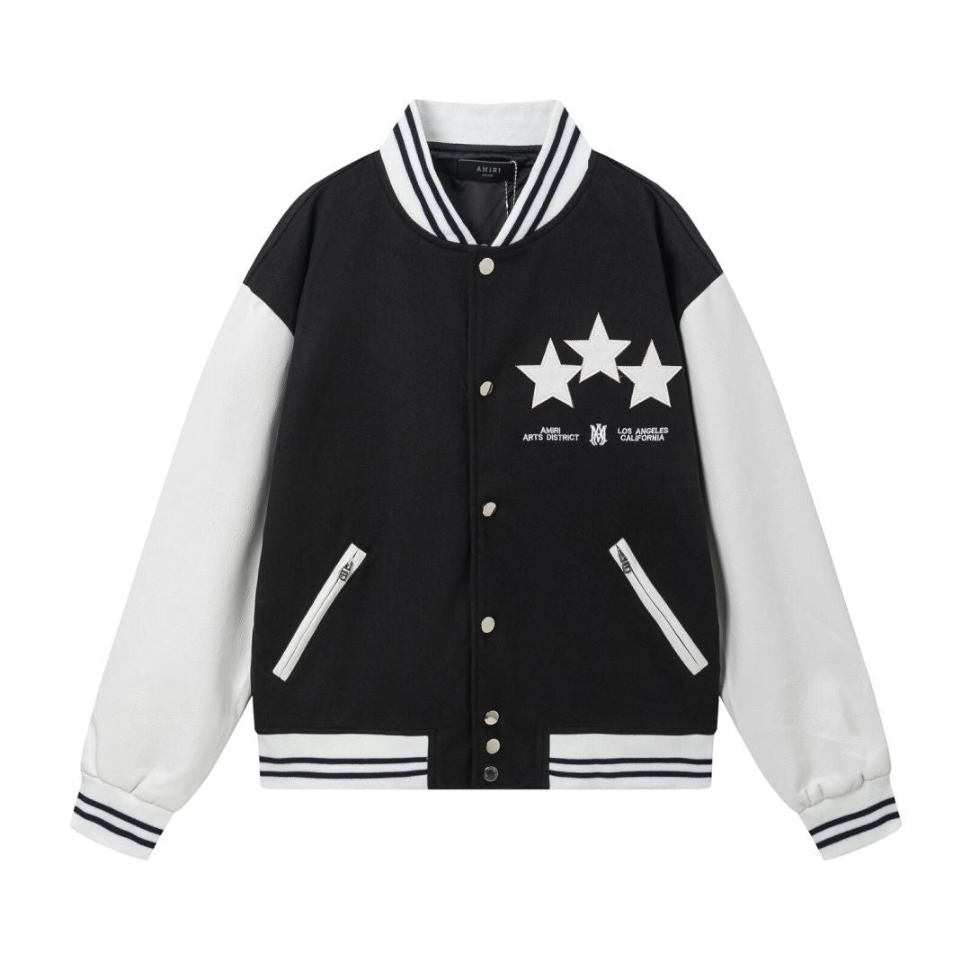 Amiri Jacket AMI Pattern Lapel Baseball Jacket for Men and Women