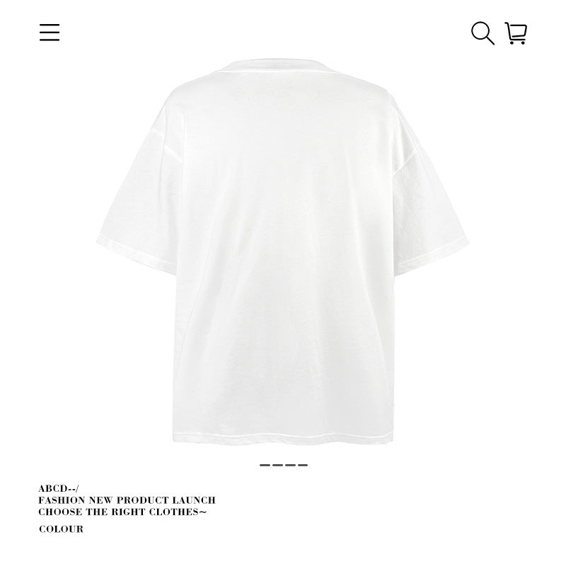 American vintage street T-shirt pure cotton men's and women's summer loose half-sleeves