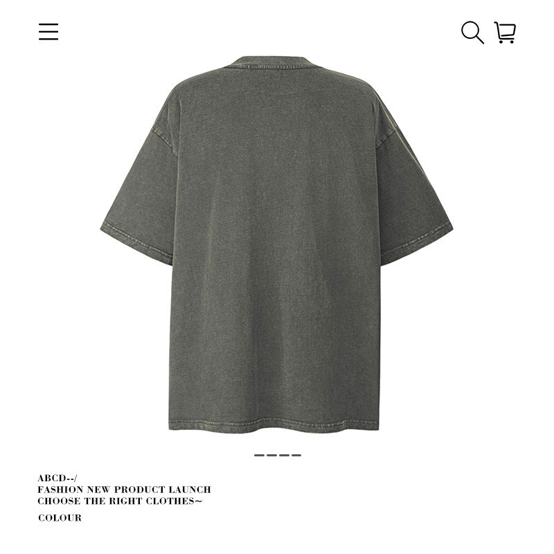 American vintage street T-shirt pure cotton men's and women's summer loose half-sleeves
