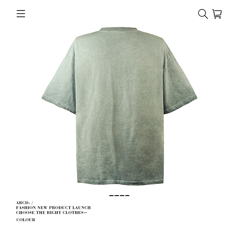 American vintage street T-shirt pure cotton retro men's and women's summer loose