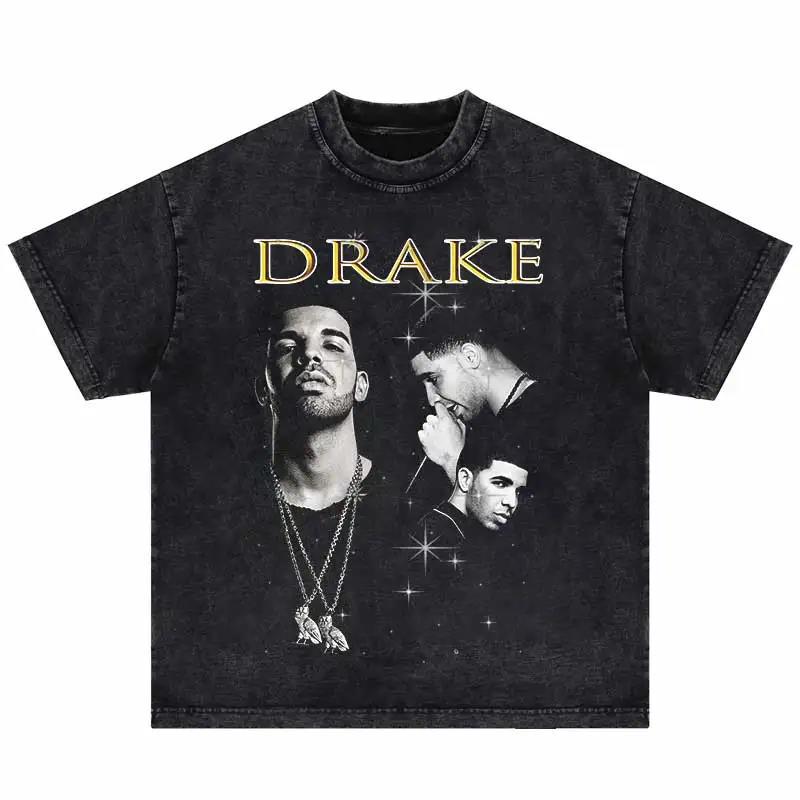 2024Summer Washed Short Sleeve Tshirts Men Hip Hop Portrait (Prat 2)