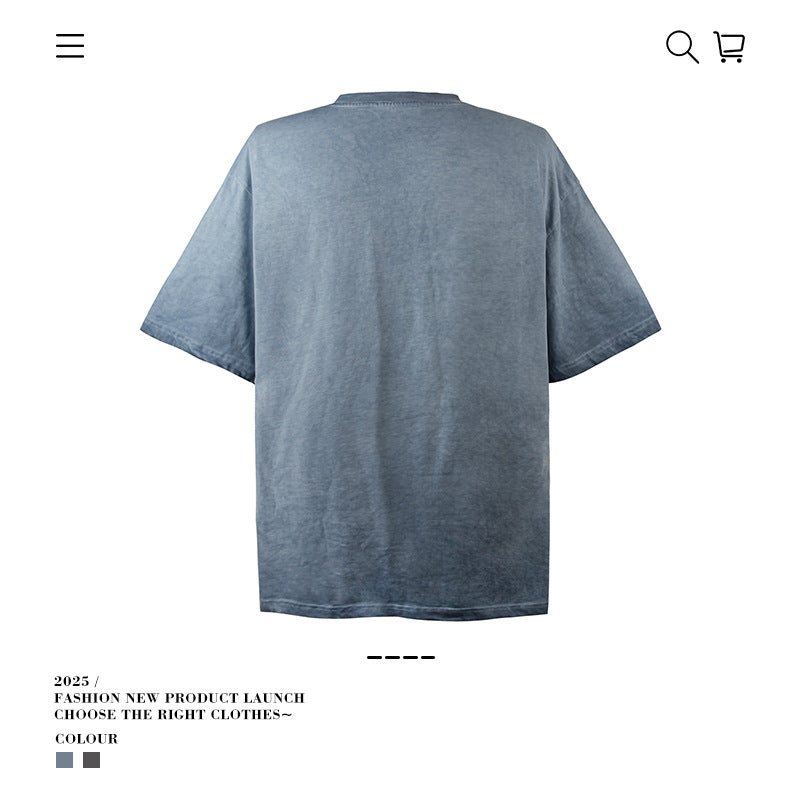 American vintage street T-shirt retro men's summer loose half-sleeved shirt