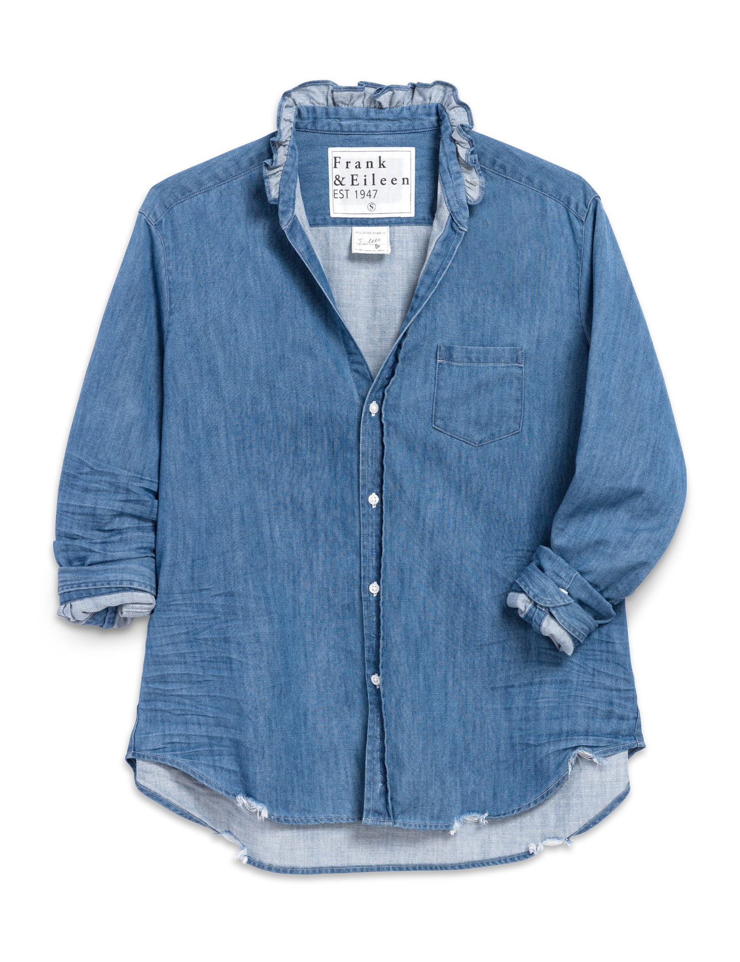 EILEEN RUFFLE Vintage Stonewashed Indigo, Famous Denim