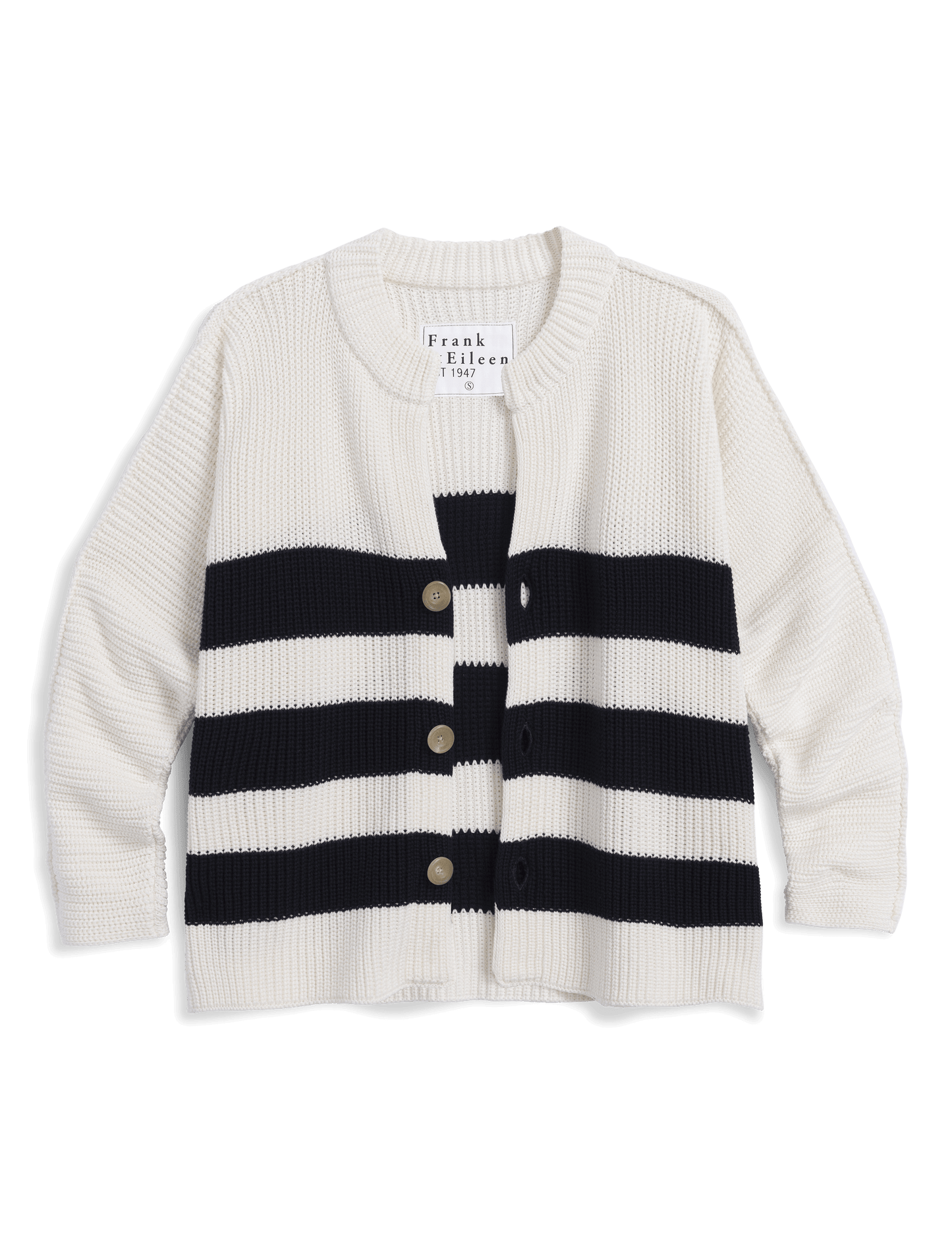 MONTECITO CARDIGAN White and Navy Stripe, Pure Italian Cotton
