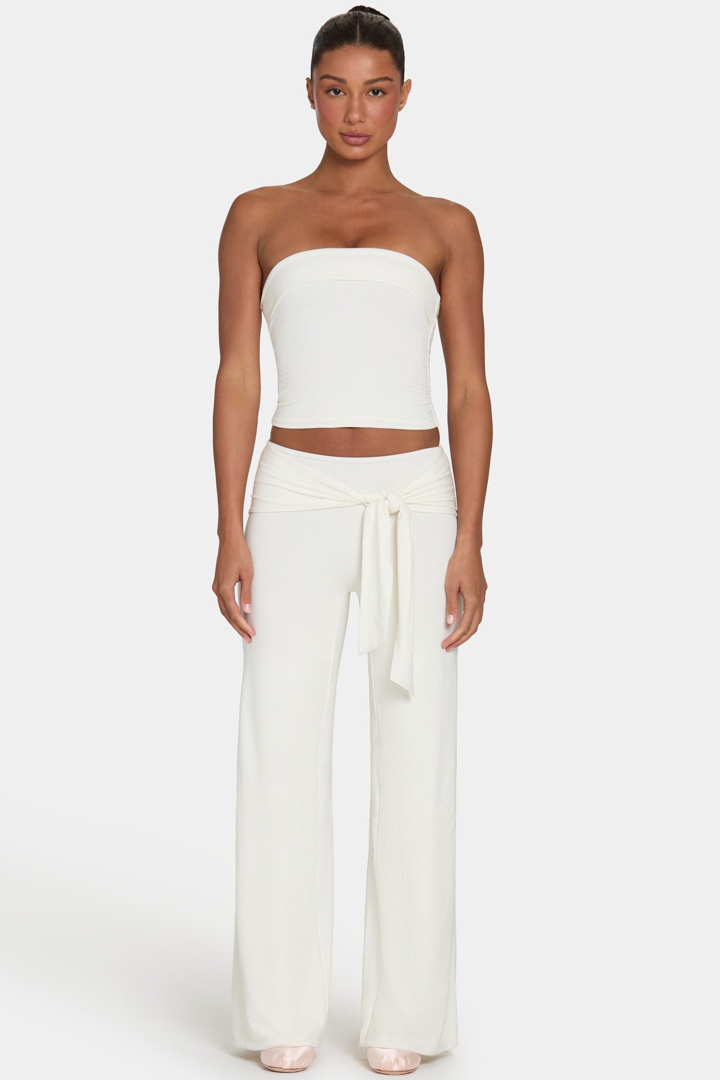 ButterCloud™ Tie-Waist Wide-Leg Trousers in Coconut
