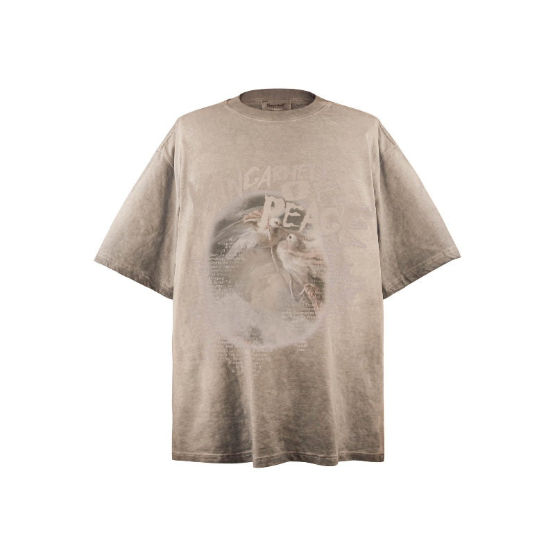 American vintage street T-shirt retro men's loose casual half-sleeved shirt