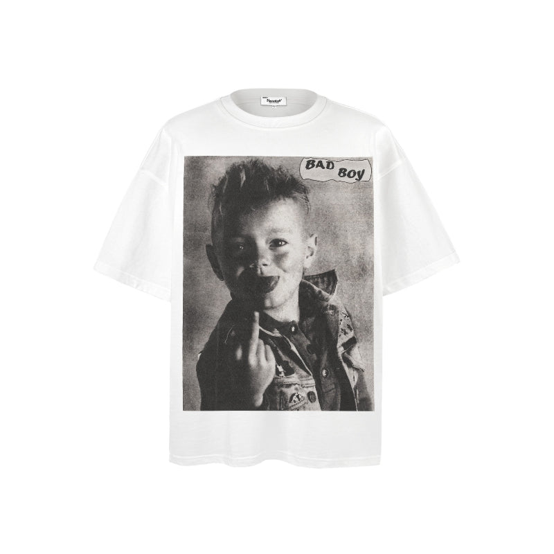 American vintage street T-shirt loose pure cotton men's summer