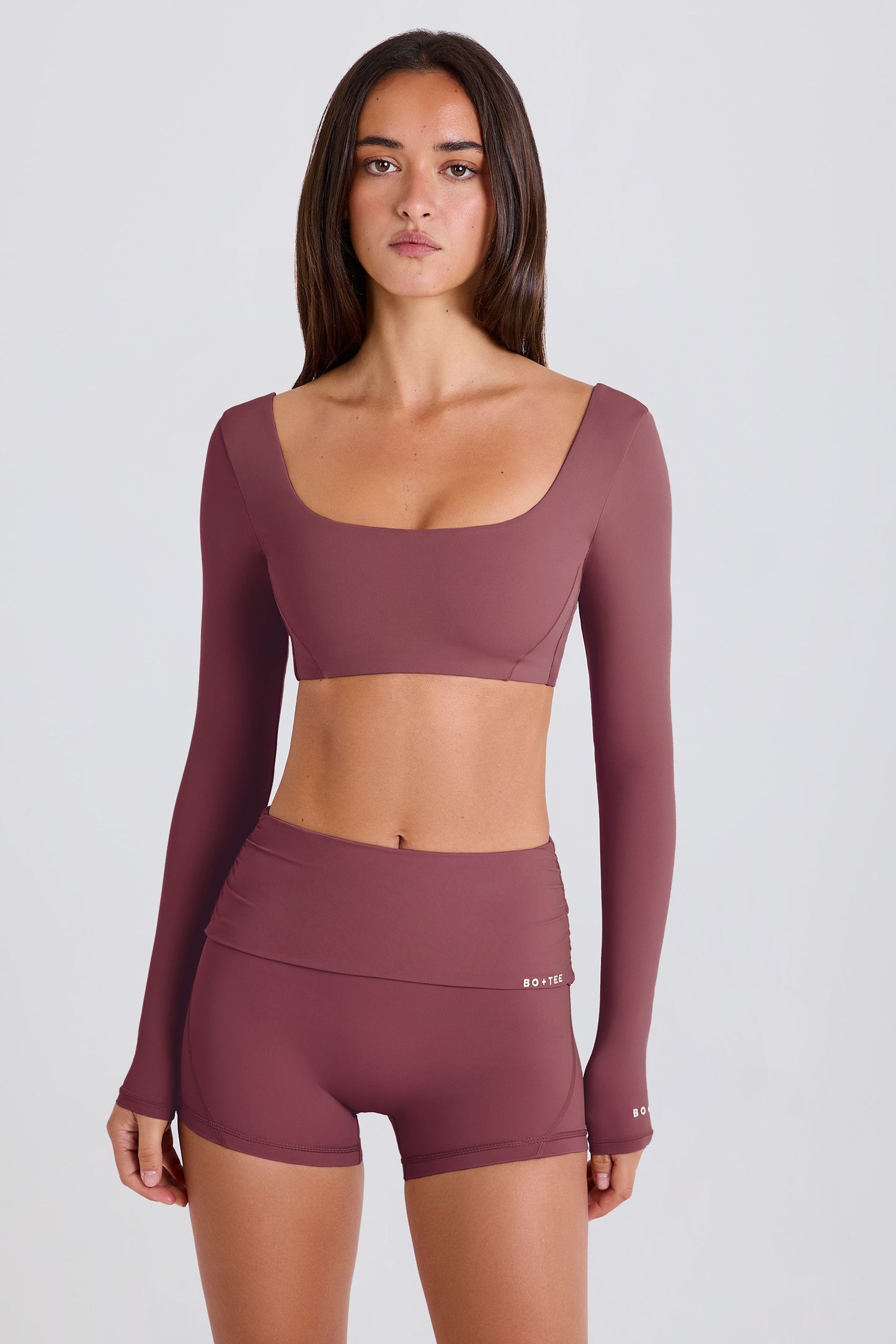 Long-Sleeve Crop Top in Acai