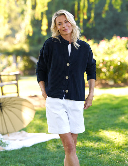 MONTECITO CARDIGAN Marine, Pure Italian Cotton
