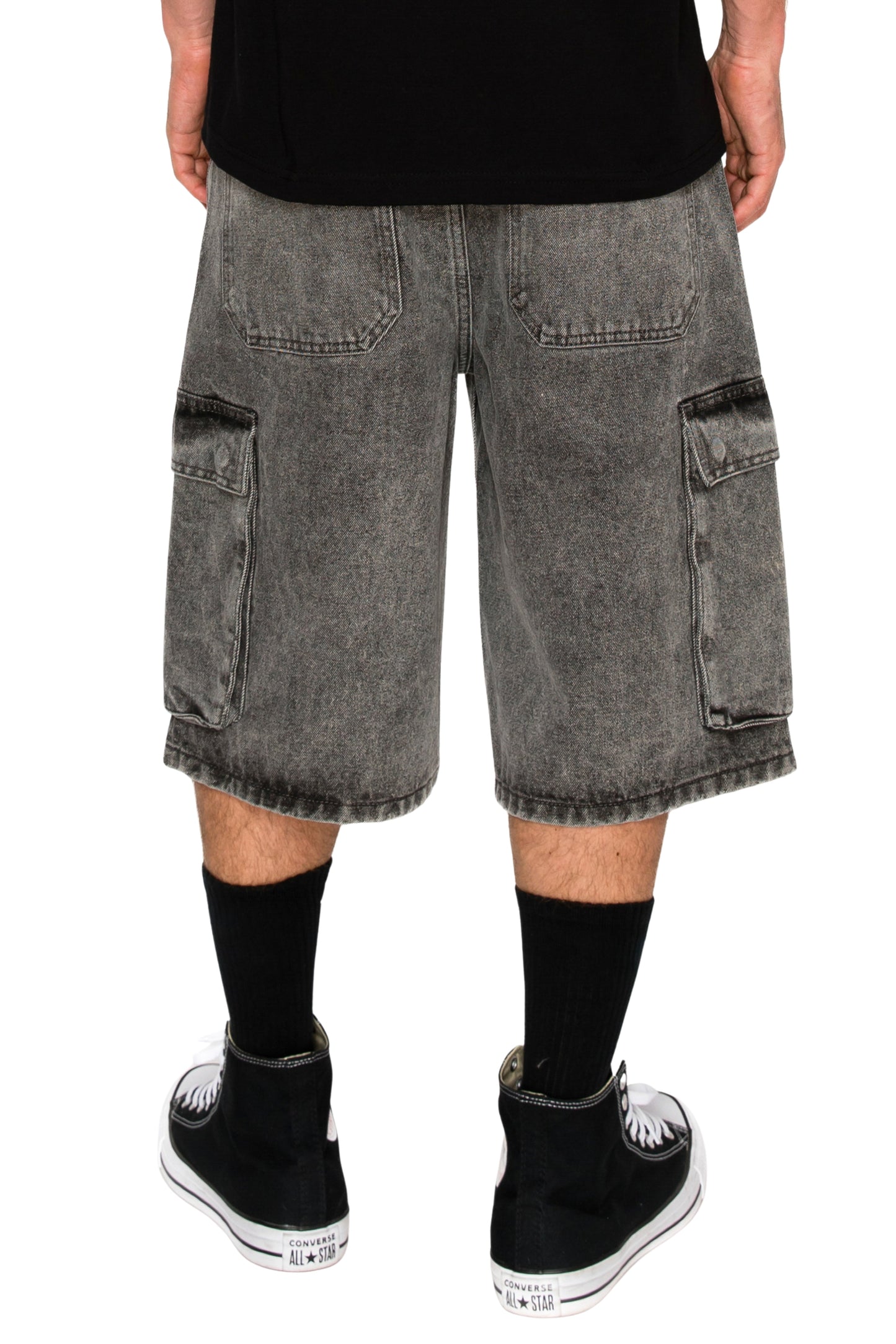 VAULT Baggy Fit Cargo Denim Shorts