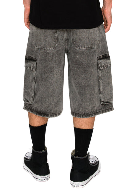 VAULT Baggy Fit Cargo Denim Shorts