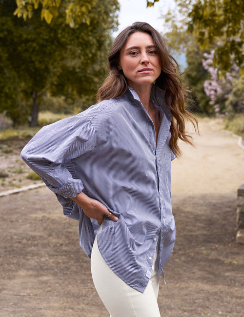 SHIRLEY Navy Stripe, Italian Superluxe