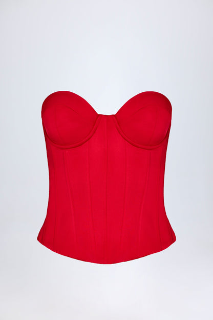 Lace-Up Corset Top in Fire Red