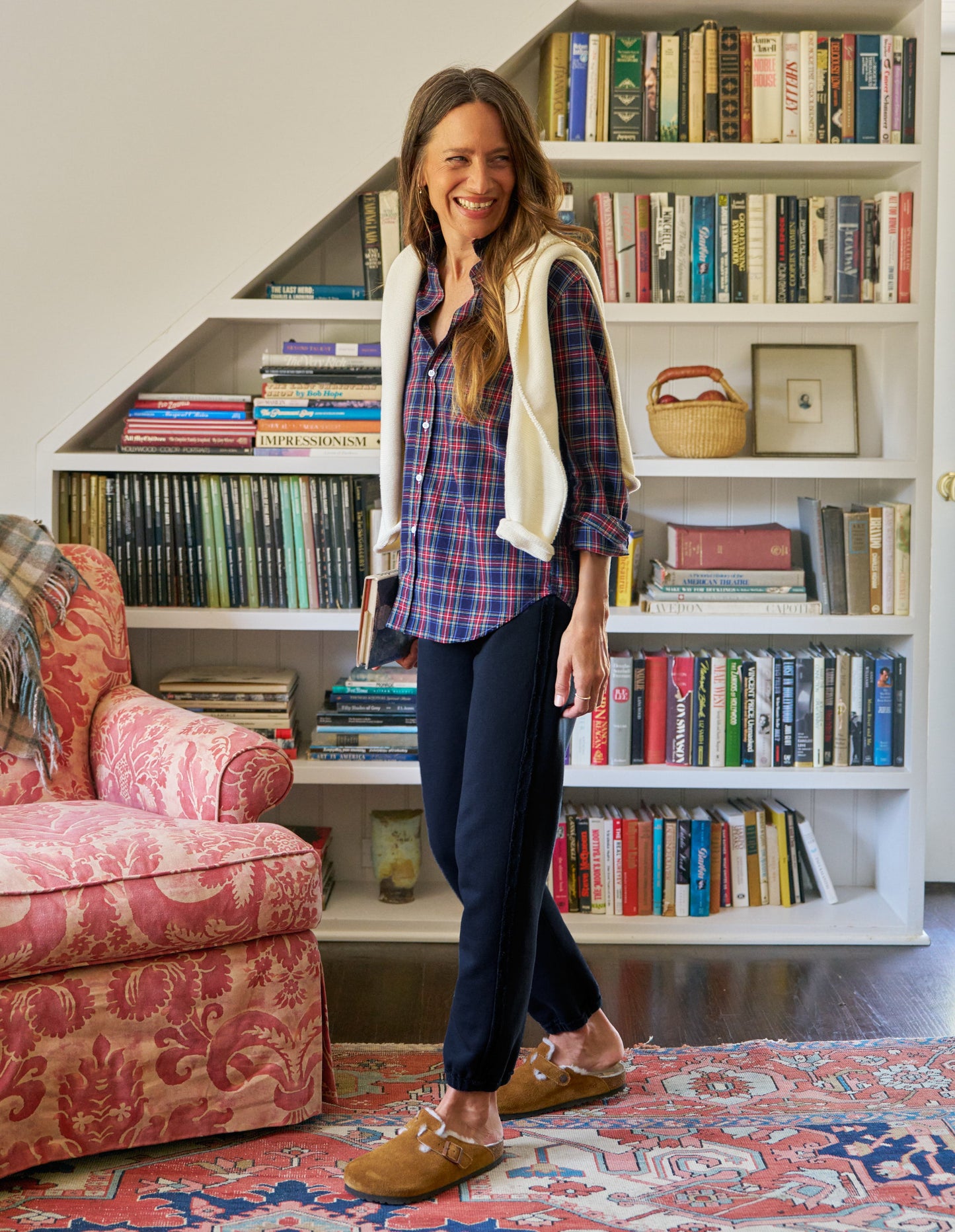 EILEEN Red and Yellow with Navy Plaid, Italian Flannel