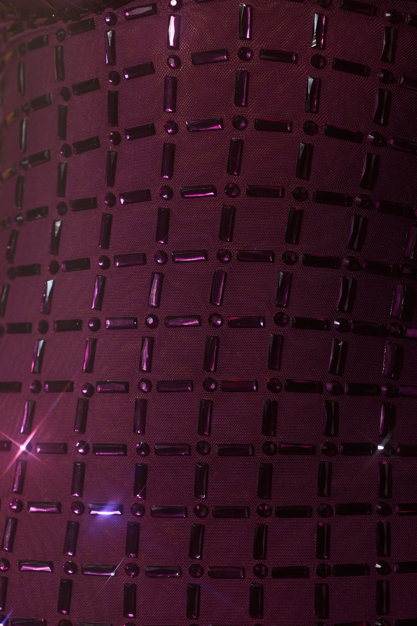 Embellished Plunge Semi-Sheer Mini Dress in Deep Purple