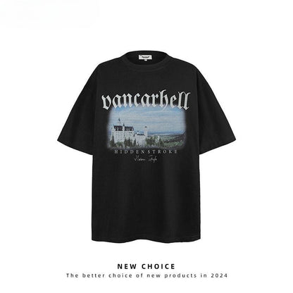 American vintage street T-shirt retro men's summer loose casual top