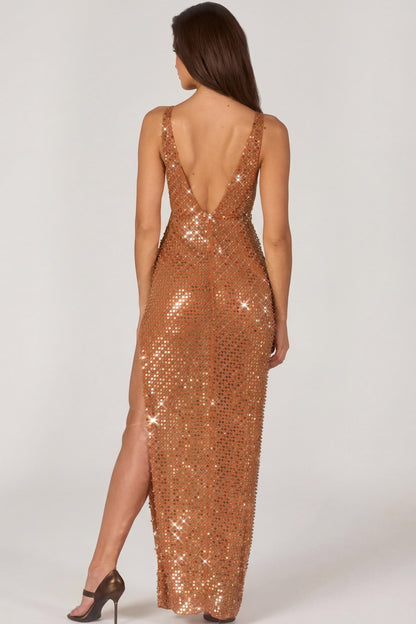 Embellished Maxi Dress in Bronze
