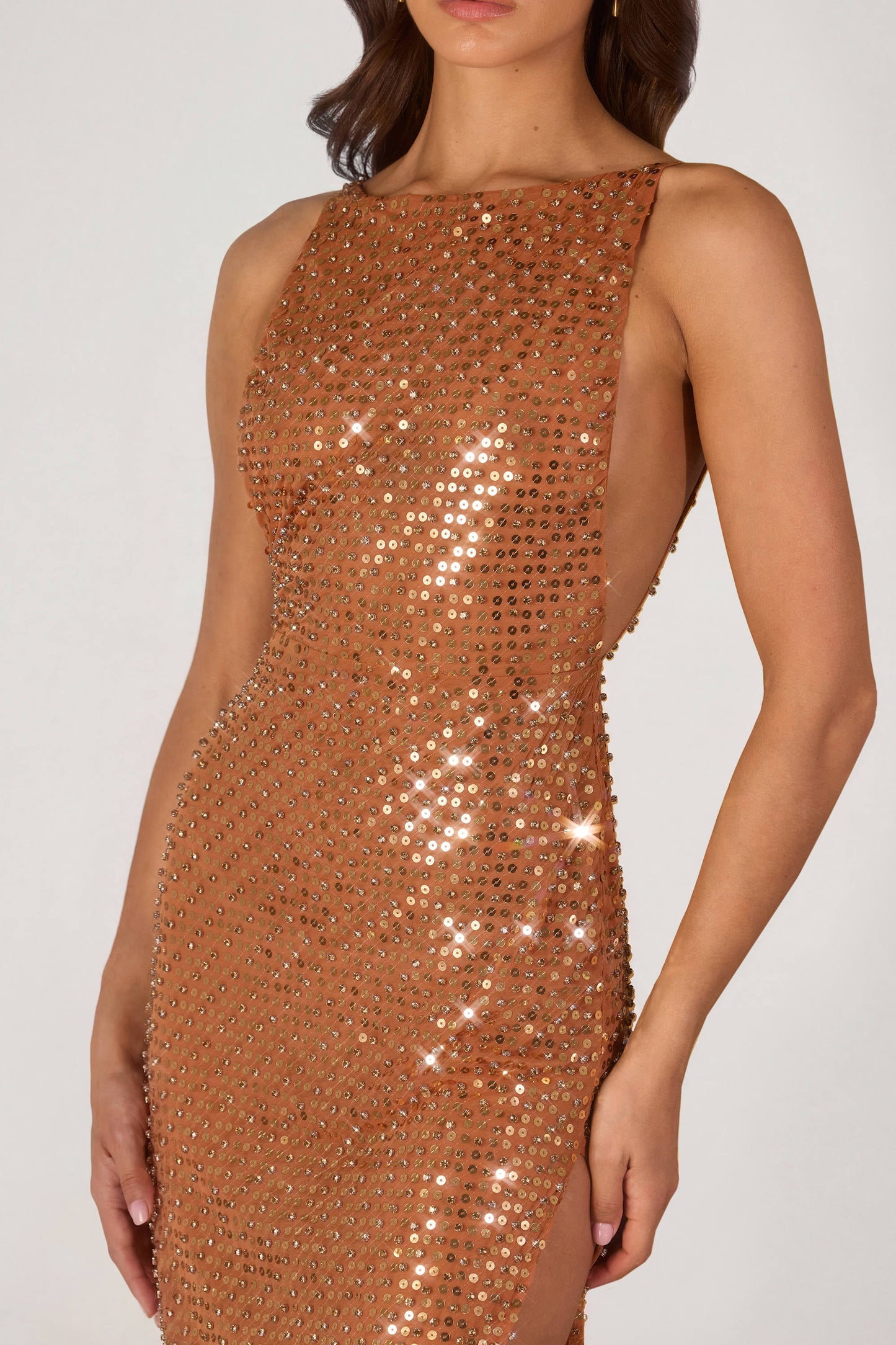 Embellished Maxi Dress in Bronze