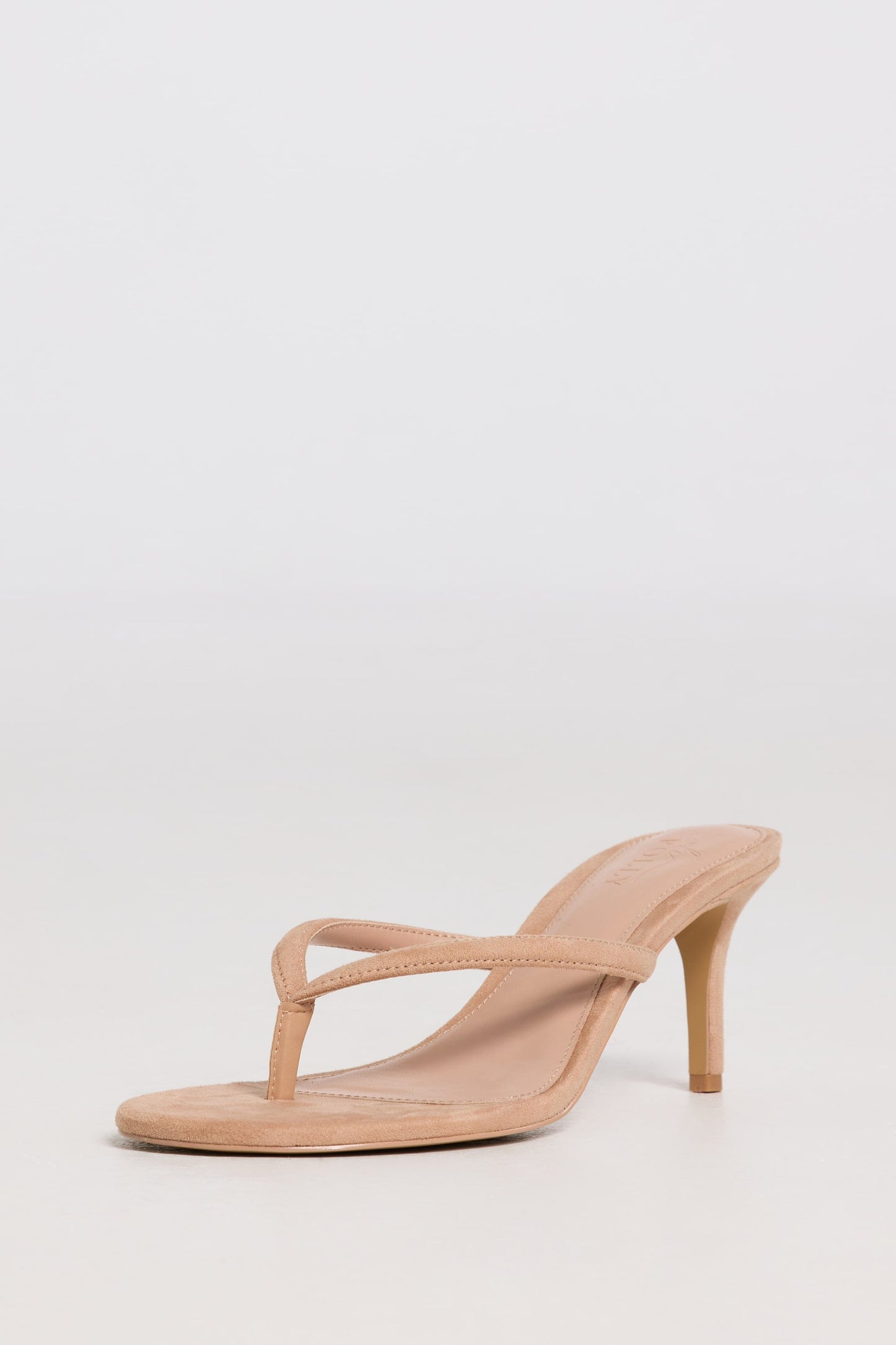 Heeled Thong Sandals in Soft Tan