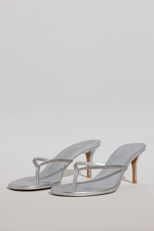 Heeled Sandal  in Silver