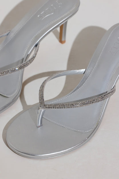 Heeled Sandal  in Silver