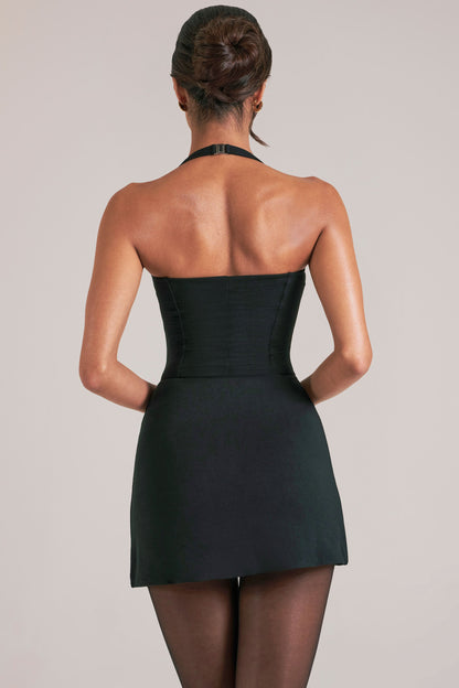 Longline Halterneck Top  in Black
