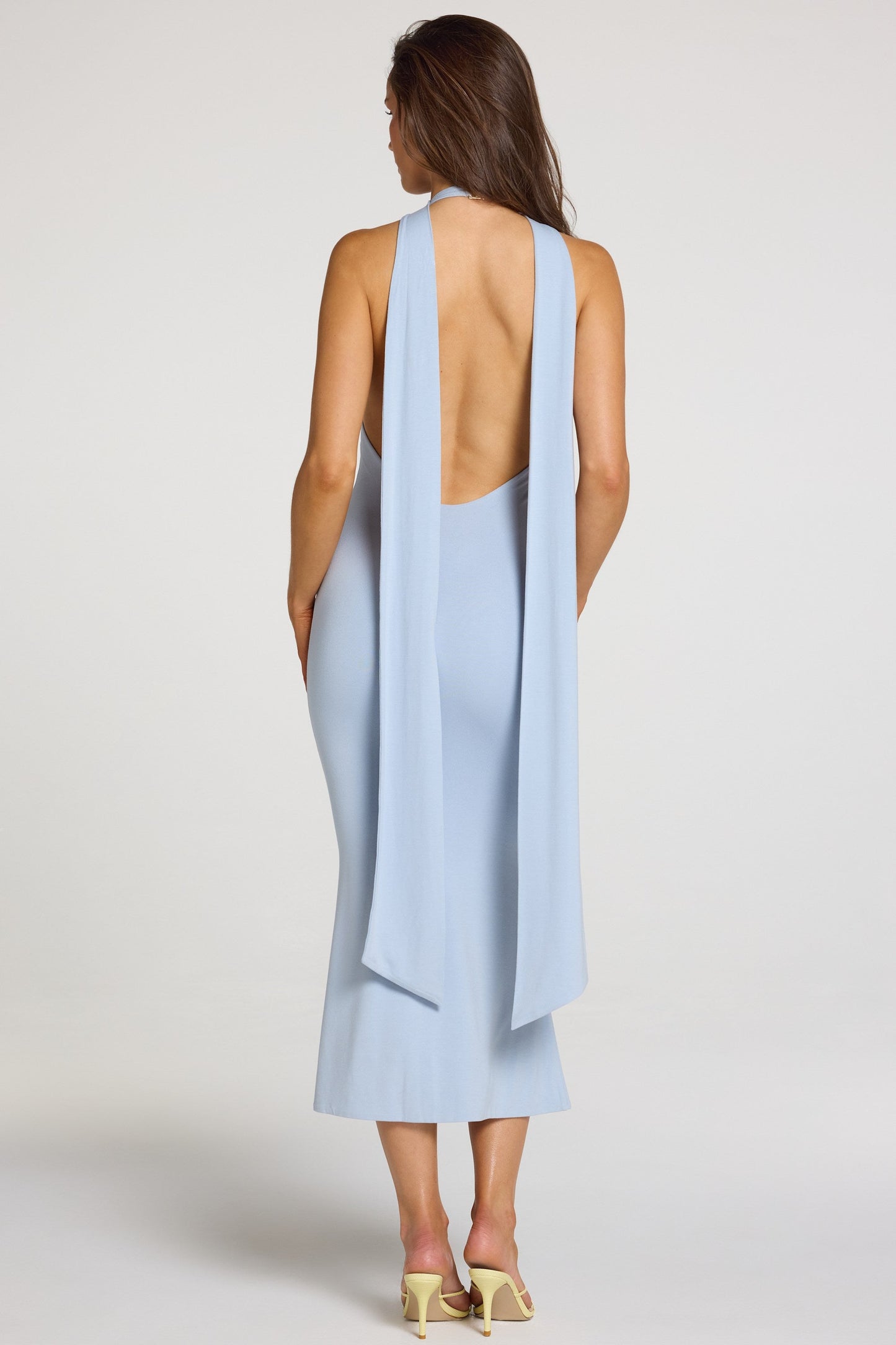 Modal Halterneck Midaxi Dress in Light Blue