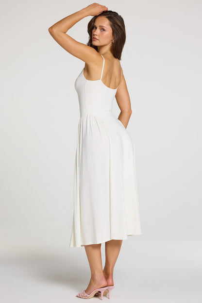 Modal Lace-Trim Midaxi Dress in White