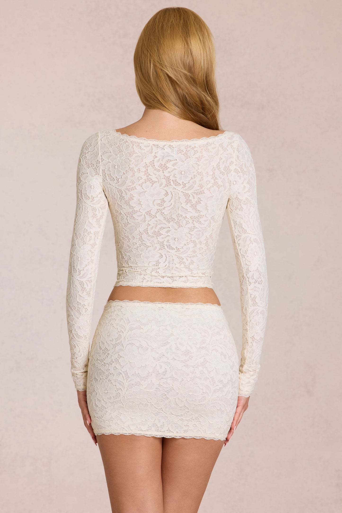 Lace Plunge Cardigan  in Pearl