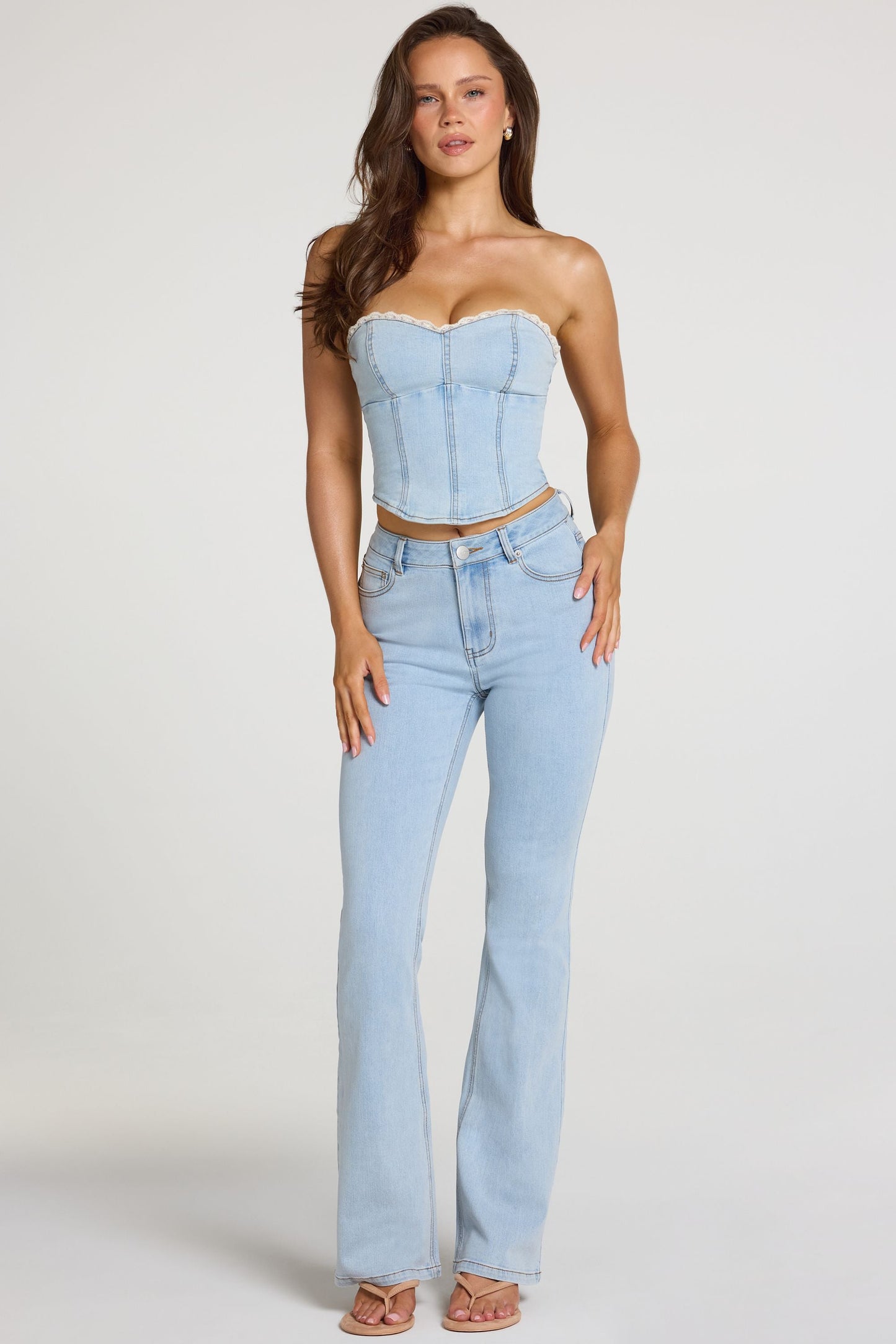Mid-Rise Bootcut Jeans  in Light Denim